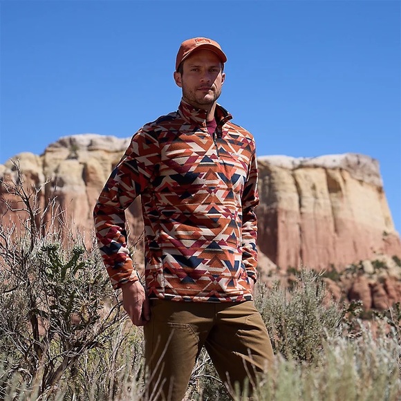 Eddie Bauer Quest Fleece 1/4-Zip Pullover Southwestern Adobe Size Large